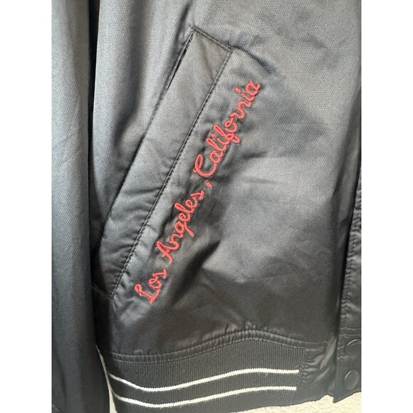 Varsity Bomber Button Up Jacket Hollister 99 Black Los Angeles California Sz M - Picture 7 of 16